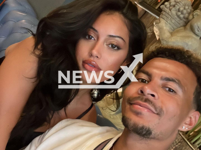 Cindy Kimberly, a Spanish model and the girlfriend of Dele Alli, poses with him in an undated photo. She will walk on the podium at the event to be held in Antalya, Turkey, in December 2022. Note: Picture is private (@dele/Newsflash)