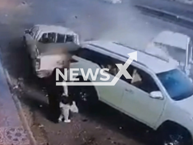 A woman and her daughter miraculously survive an accident in Medina, Saudi Arabia, in an undated video. They reportedly suffered minor injuries. Note: Picture is screenshot from a video (Newsflash).