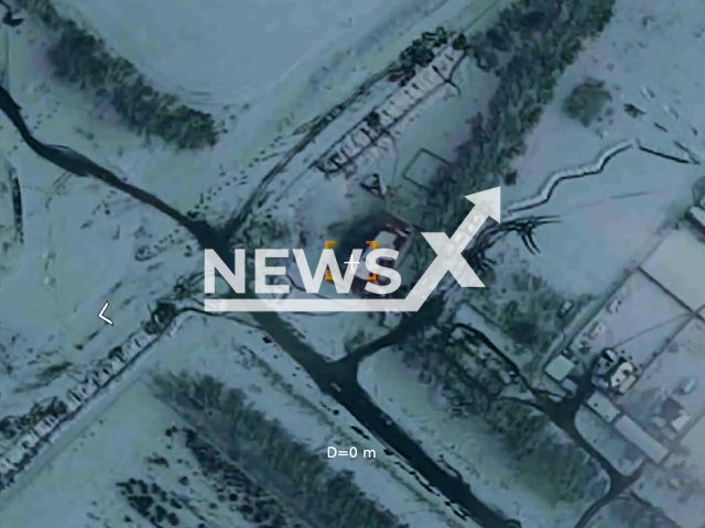 The strike by an unmanned aerial vehicle of the Russian Aerospace Forces on a fortified stronghold of the Ukrainian army in Ukraine.
Note: This picture is a screenshot from the video.
(Ministry of Defense of Russia/Newsflash)