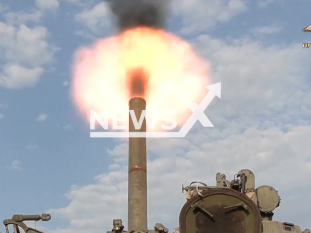 DPR 2S4 Tyulpan mortar system shoots in Avdiivka, Donetsk region, Ukraine. The footage was obtained from the People's Militia of the DPR on Wednesday, Nov. 30, 2022. Note: Picture is a screenshot from a video (@nm_dnr/Newsflash)