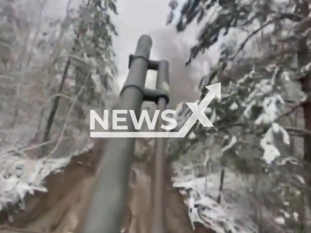 Picture shows a tank moving down the road in the snow in Ukraine. The footage was obtained from the Armed Forces of Ukraine on Thursday, Dec.1, 2022. Note: Picture is a screenshot from a video (@AFUkraine/Newsflash)