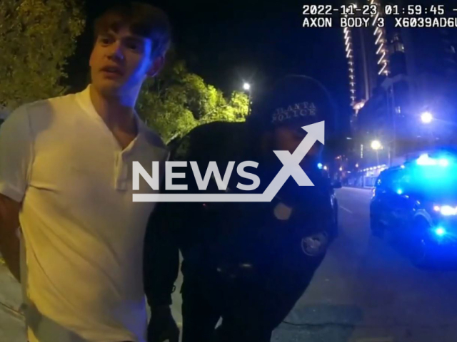 Police officers arrest  Joel Blasco, 24, for reckless shooting in the city of Atlanta, Georgia, USA, on Wednesday, Nov. 23, 2022. Blasco was transported to the Fulton County Jail after officers recovered a 9MM Luger and multiple shell casings. Note: Picture is screenshot from a video (Atlanta Police Department/Newsflash)