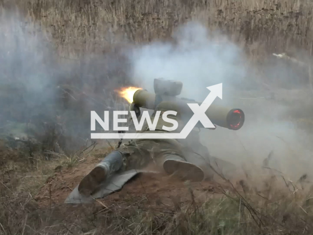 Russian mobilized soldiers perform live firing from portable ATGM "Fagot" in the Kaliningrad region, at the training ground of the Baltic Fleet in Russia in undated footage. The footage was released by the Russian MoD on Monday, Dec. 5, 2022. Note: This picture is a screenshot from the video. (Ministry of Defense of Russia/Newsflash)