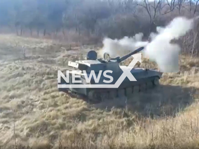 DPR 2S1 Gvozdika howitzer shoots in Toretsk (formerly Dzerzhynsk), Donetsk region, Ukraine. The footage was obtained from the People's Militia of the DPR on Sunday, Dec. 4, 2022. Note: Picture is a screenshot from a video (@nm_dnr/Newsflash)