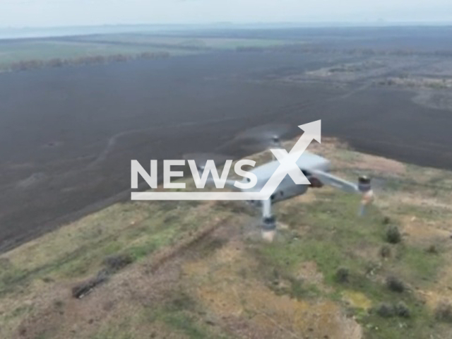 Russian drone attacks Ukrainian drone in the sky of Bakhmut, Donetsk region, Ukraine. The footage was obtained from the 30th brigade of the Ukrainian Ground Forces on Sunday, Dec. 4, 2022. Note: Picture is a screenshot from a video (@30brigade/Newsflash)