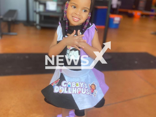 Kaari Thompson, 4, poses in undated photo. She died after she and her mother were shot at a grocery store, in Pittsburgh, Pennsylvania , USA, on  Thursday, Dec 1, 2022.Note: Private photo.  (Newsflash)