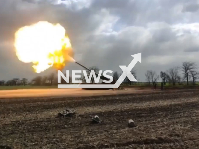 Ukrainian howitzer shoots at Russian military positions in Ukraine. The footage was obtained from the 43rd brigade of the Ukrainian Ground Forces on Tuesday, Dec. 6, 2022.Note: Picture is screenshot from a video (@43oabr/Newsflash).