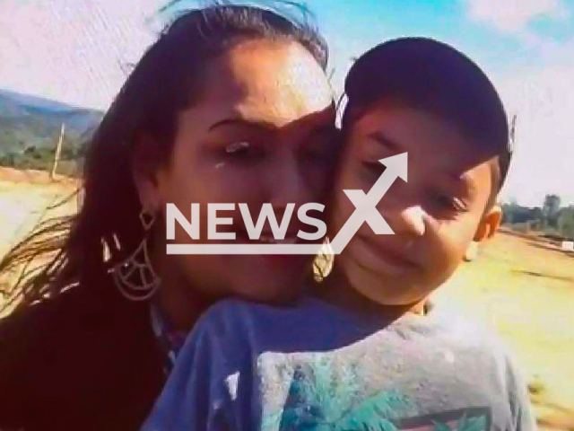 Drielli Figueiredo Pires, 28, is accused of killing her son Gabriel Figueiredo, 7, pictured together, his body was found under his mother's bed, in Serra, Brazil, on 6th January.
 
Note: Private photo.  (Newsflash)