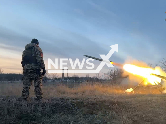 DPR fighters shoot rockets against Ukrainian troops in the direction of Svatove, Luhansk Oblast, Ukraine. The footage was obtained from the People's Militia of the DPR on Wednesday, Dec. 7, 2022. Note: Picture is a screenshot from a video (@nm_dnr/Newsflash)