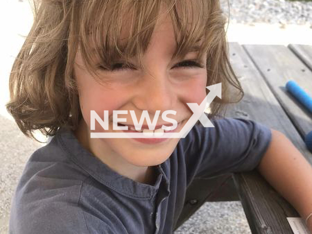 Lucas Griebel, aged 7, poses in undated photo. He was reportedly kidnapped by his mother Eva Griebel, 47, in September 2022. Note: Private photo. (@erich.schlehuber/Newsflash)