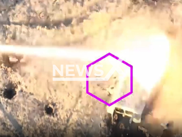 DPR missile hits Ukrainian tank during the counteroffensive of Ukrainian troops in the direction of Pisky, Donetsk Oblast, Ukraine. The footage was obtained from the People's Militia of the DPR on Thursday, Dec. 8, 2022. Note: Picture is screenshot from a video (@nm_dnr/Newsflash).