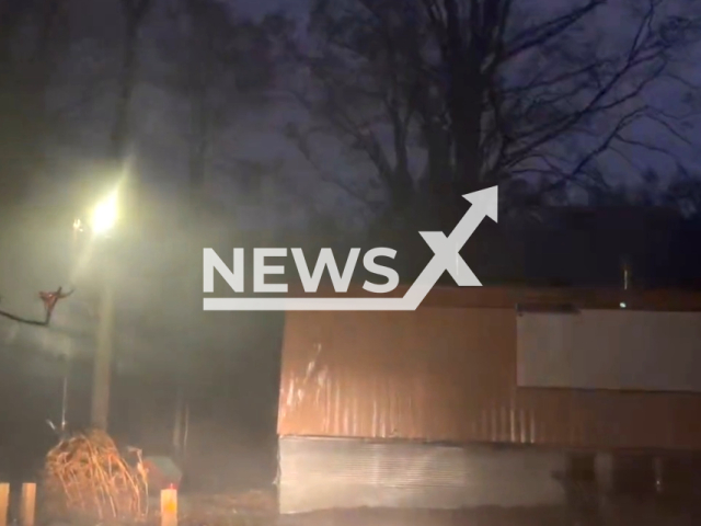 Photo shows a screen from a video Jay Lesyk, 21, filmed in McCool, Mississippi, on Wednesday, Nov. 30, 2022. Jay Lesyk was inside of a possible tornado during the filming. Note: Picture is a screenshot from a video (@JayLesykWX/Newsflash)