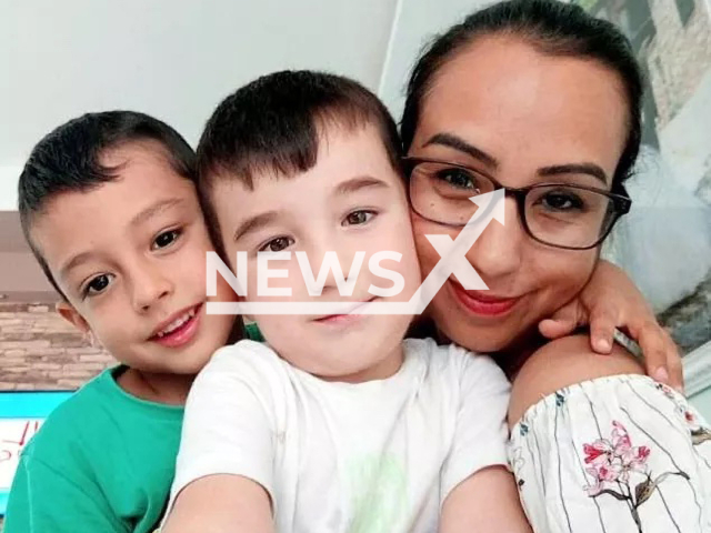 Photo shows Ege Avci (middle) posing with his mother and another child in an undated photo taken before he was left disabled. He was reportedly left disabled after he was given nitrous oxide instead of oxygen during an operation in Tobali, Izmir, Turkey, Dec. 2018. Note: Picture is private (Newsflash)