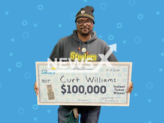 Curt Williams poses in an undated photo. Curt Williams, a man from New Bern, North Carolina, U. S. A., bought a scratch-off ticket and scored a USD 100,000 lottery prize. Note: Photo is from North Carolina Education Lottery (North Carolina Education Lottery/Newsflash)