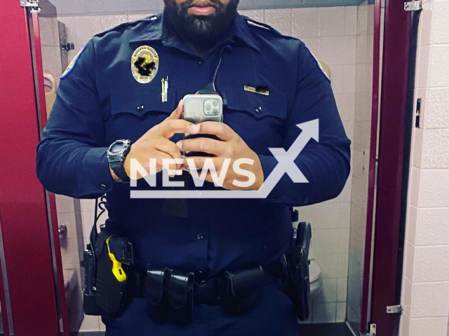 Christian Goggans, 30, poses in undated photo. He is suspected of making pornography while on duty in the city of Phoenix, in Arizona, USA. Note: Private photo. (@christian.goggans/Newsflash)