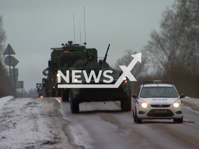 Picture shows Russian Yars intercontinental ballistic missile being escorted to the silo launcher in the Kozelsky missile formation of the Kaluga region in Russia in undated footage. The footage was released by the Russian MoD on Thursday, Dec. 15, 2022.
Note: Picture is a screenshot from a video (Ministry of Defense of Russia/Newsflash)