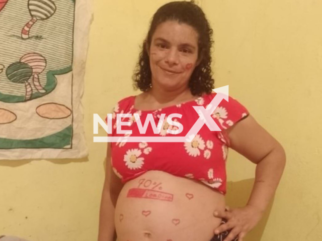 Vanessa Brito dos Santos, 34,   poses in undated photo. The pregnant woman was attacked with  tools by her ex Adriano dos Santos Salvador,  in Rio de Janeiro, Brazil, on Wednesday, Dec. 14, 2022, she had to have an an emergency caesarean section at seven months of pregnancy.
Note: Private photo.  (Newsflash)