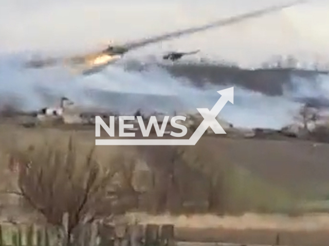 Ukrainian helicopters attack the Russian military positions with rockets in Ukraine in undated footage. The footage released by the Office of Strategic Communications on Saturday, Dec. 17, 2022.
Note: Picture is screenshot from a video (@AFUStratCom/Newsflash).