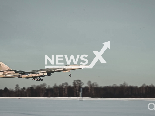 The new Tu-160M takes off on his first flight in Russia on December in undated footage. The footage was released by the Public Joint Stock Company "United Aircraft Corporation" on Monday, Dec. 19, 2022. Note: Press photo. (UAC/Newsflash)