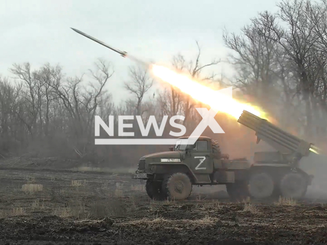 The Russian MLRS "Grad" crew fire rockets on the Ukrainian military positions in Ukraine in undated footage.
The footage was released by the Russian MoD on Sunday, Dec. 18. 2022.
Note: This picture is a screenshot from the video.
(Ministry of Defense of Russia/Newsflash)