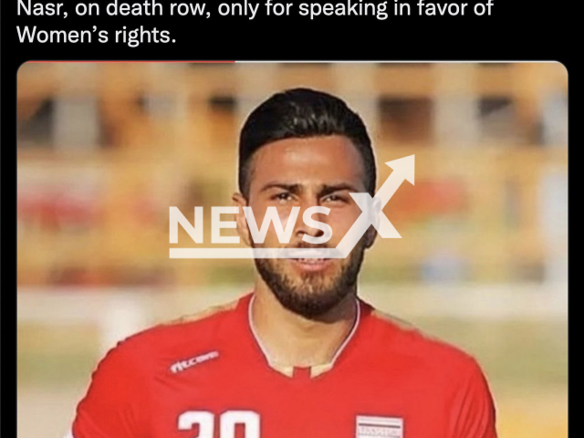 Photo shows the tweet of Shakira about Iranian footballer, Amir Reza Nasr Azadani, undated photo. He was sentenced to death in Iran following the protests in the country about the death of Mahsa Amini while in the custody of Iran's morality police. Note: Picture is a screenshot from a post (@shakira/Newsflash)