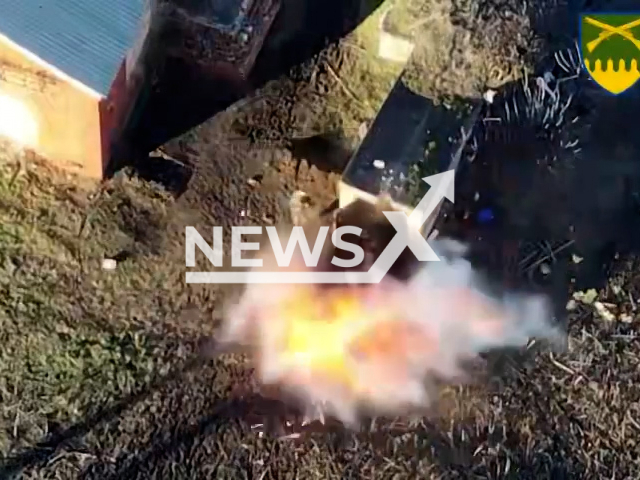 Ukrainian Artillery aerial reconnaissance fighters destroy Russian aerial reconnaissance position in Ukraine in undated footage. The footage was released by the Achilles artillery aerial reconnaissance company on Tuesday, Dec. 20, 2022. Note: This picture is a screenshot from the video. (@4Kyiv128TrO/Newsflash)