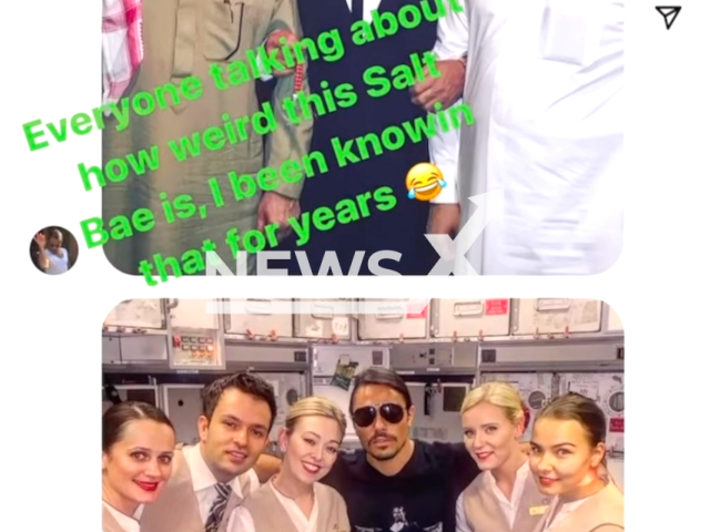 Photo shows the Instagram story of Dan Bilzerian, undated photo. Dan Bilzerian claims Nusret Gokce, known as Salt Bae, has been sending him photos of himself for many years. Note: Picture is a screenshot from a video (@danbilzerian/Newsflash)