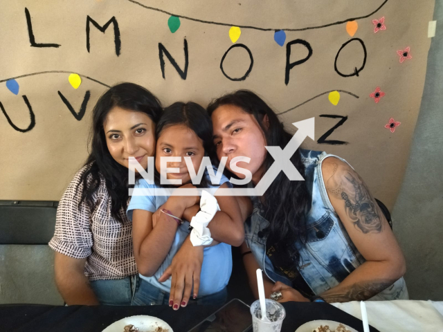 Photo shows Odette Cruz Gomez, with her mother, Diana Guadalupe Gomez Cruz, and her father, Larry Cruz Islas, undated photo. She went missing in the town of San Antonio Oxtoyucan, Zempoala, Hidalgo, Mexico.  Note: Picture is private (Dianna Gomez/Newsflash)