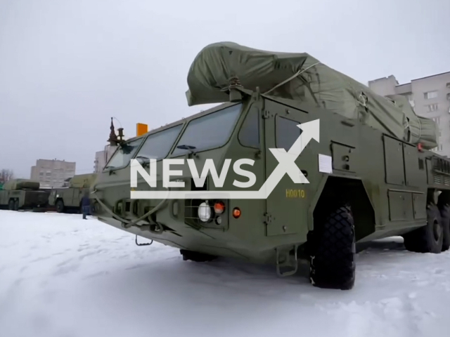 Russian Tor-M2K anti-aircraft missile systems arrive in Belarus in undated footage.
The footage was released by the Belarusian Ministry of Defence on Friday, Dec. 23, 2022. Note: This picture is a screenshot from the video. (@modmilby/Newsflash)