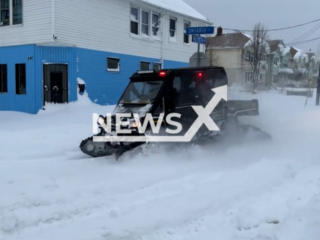 The search and rescue after the storm in Buffalo, New York State, USA, undated. A travel ban is reportedly in effect as the State Police tries to keep residents off the roads and prevent any accidents.Note: Picture is a screenshot from a video. (New York State Police/Newsflash)