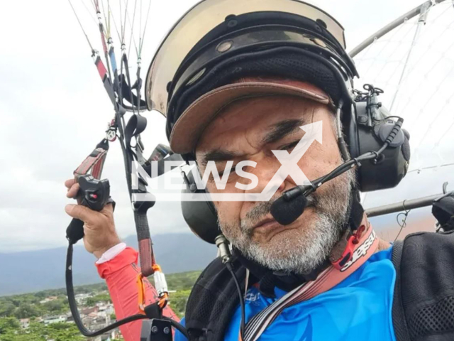 Jose Helio da Rocha, 61, poses in undated photo.  He died falling from a height of 15 metres and woman accompanying him Lorrana Fernanda Rodrigues, 23,  suffered broken legs, when the ropes of the paratrike were cut by a kite wax line,  in  Bertioga, Brazil, on Sunday, Dec. 25, 2022. Note: Private photo.  (Newsflash)