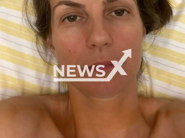 Katrin Wrobel, 45, poses after the operation, undated photo. The 45-year-old former Miss Germany was diagnosed with cancer. Note: Private photo. (Newsflash)