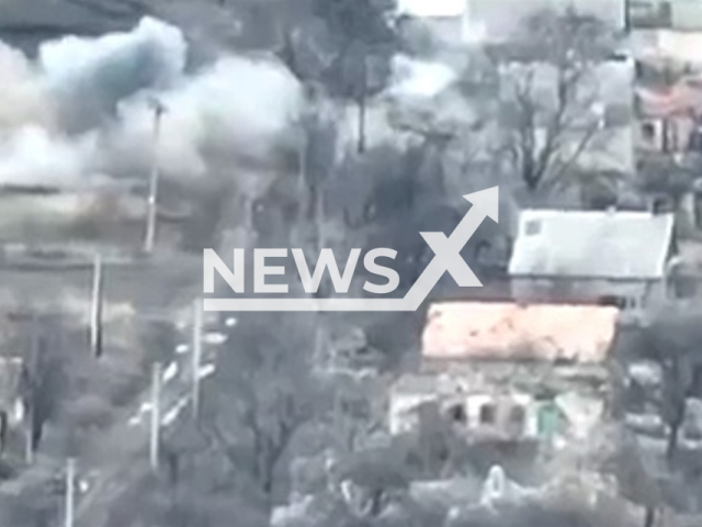 Picture shows an explosion in a residential area in Bakmut, Donetsk Oblast, Ukraine. The footage was obtained from the National Guard of Ukraine on Thursday, Dec. 29, 2022. Note: Picture is a screenshot from a video (@NGUmainpage/Newsflash)