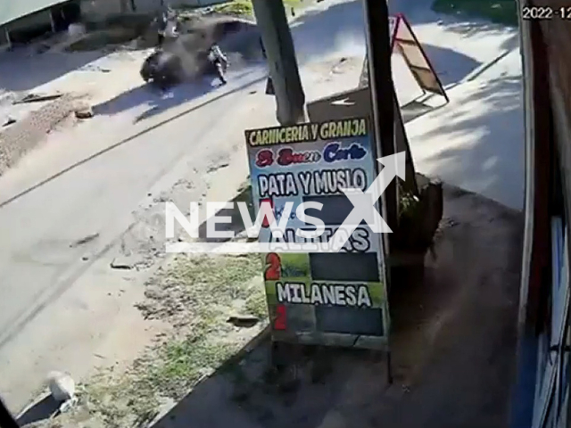 Two suspects running from the police on a motorcycle collide with a car in Ingeniero Budge, Argentina, on Monday, Dec. 26, 2022. The offenders had to be hospitalized with and are minors. Note: Picture is a screenshot from a video (Newsflash)