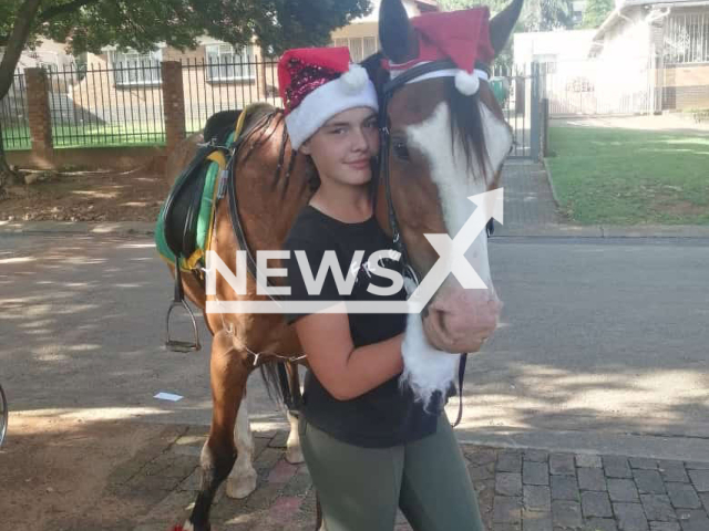 Zeldine Pretorius, 17,  poses with her horse Kerneels, undated. They died after her horse stepped onto a live power cable  in Pretoria, South Africa on Friday, Dec. 23, 2022. Note: Private photo.  (Newsflash)