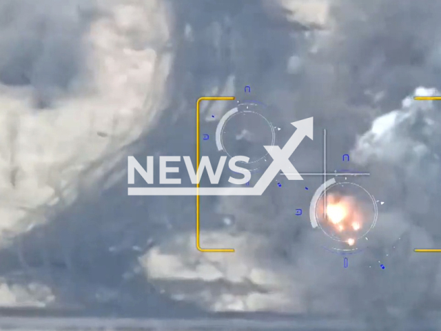 Ukrainian armoured vehicles explode near Horlivka, Donetsk region, Ukraine. The footage was obtained from the People's Militia of the DPR on Monday, Jan. 2, 2023. Note: Picture is a screenshot from a video (@nm_dnr/Newsflash)