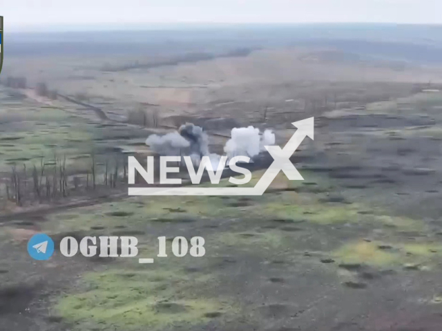 Picture shows an explosion in a field area in Ukraine. The footage was obtained from the 108th battalion of the Ukrainian Ground Forces on Sunday, Jan. 1, 2023. Note: Picture is a screenshot from a video (@OGHB_108/Newsflash)