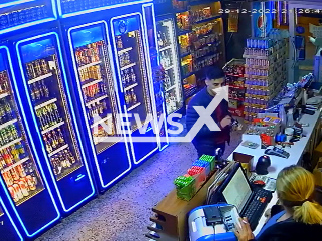 A store clerk slaps a man offering her sex in Istanbul, Turkey, undated. The man is reported to be a migrant. Note: Picture is a screenshot from a video (Newsflash)