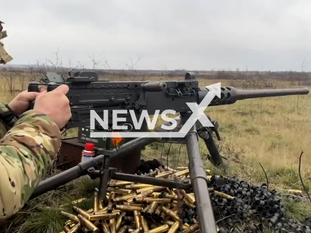 Ukrainian fighter fire at the Russian military positions with machine gun in Ukraine in undated footage.
The footage was released by the 53rd separate mechanized brigade on Monday, Jan. 2, 2022.
Note: This picture is a screenshot from the video.
(@53brigade/Newsflash)