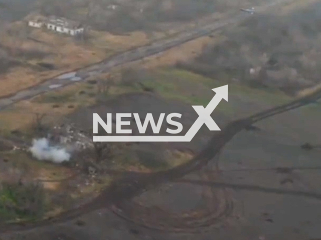 Picture shows an explosion of Russian positions and their warehouse with ammunition in a residential area in Huliaipole, Zaporizhzhia Oblast, Ukraine in undated photo. The footage was obtained from the AFU StratCom on Sunday, Jan. 1, 2023. Note: This picture is a screenshot from the video. (115th battalion/Newsflash)