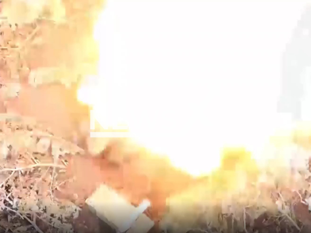 DPR soldiers shoot mortar in Marinka, Donetsk region, Ukraine in undated footage. The footage was obtained from the People's Militia of the DPR on Thursday, Jan. 5, 2023. Note: Picture is a screenshot from a video (@nm_dnr/Newsflash)