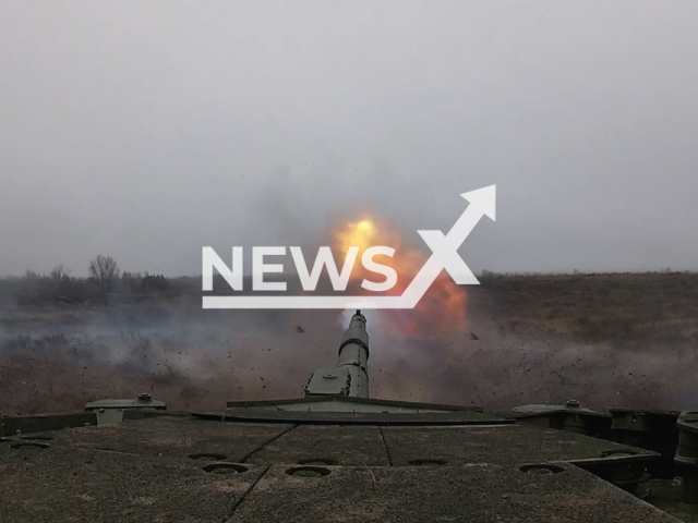 Russian T-90M tanks fire at exercise held in occupied parts of Ukraine in undated footage.
The footage released by the Russian MoD on Friday, Jan, 6, 2023. Note: This picture is a screenshot from the video. (Ministry of Defense of Russia/Newsflash)