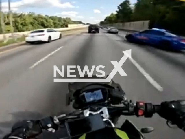 The Georgia State Patrol chase a biker through Clayton and Henry counties in Georgia, U. S. A., but the driver gets away after they lost contact with him. The police later identified the suspect through social media videos. Note: Picture is screenshot from a video (@ClaytonCountyPD/Newsflash).