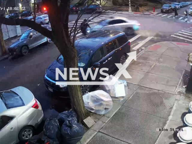 A motorist hits a man in a shocking incident in Crown Heights, Brooklyn, New York, U. S. A., on Friday, Jan. 6, 2023. The visibly Jewish man was beginning to cross the street when a car turned the corner and struck him down. Note: Picture is screenshot from a video (Newsflash).