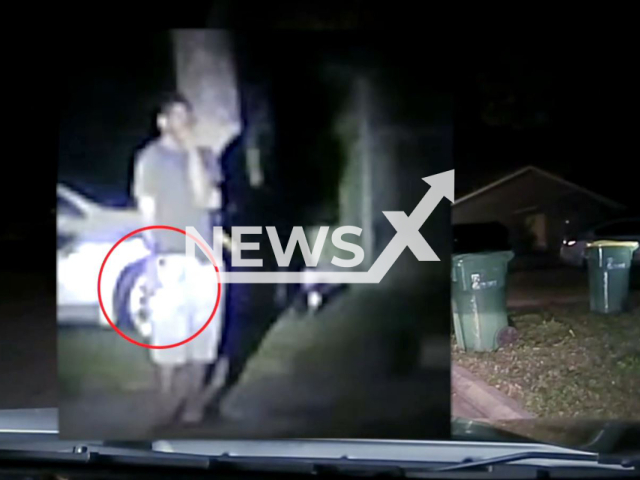 Deputies tased Jaquez Johnson, who was reportedly holding what he said was a knife in Brevard County, Florida, U. S. A., undated. Deputies said they approached Johnson after getting reports of a man with a knife trying to break into a home with children inside. Note: Picture is screenshot from a video. (@BrevardCountySheriff/Newsflash)