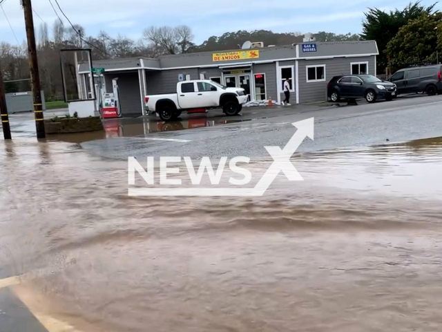 This footage shows roads and homes overflowing with water after a string of serious flooding all over the state of California caused by violent storms, undated. Note: Picture is a screenshot from a video (CAL FIRE CZU San Mateo-Santa Cruz Unit/Newsflash)