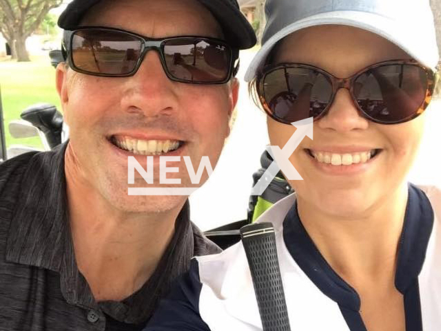 Jennifer Oleniczak poses with husband Charlie in an undated photo. Their house burned down on New Year Eve in Texas, USA. Note: Private photo. (@jennifer.larivey/Newsflash)