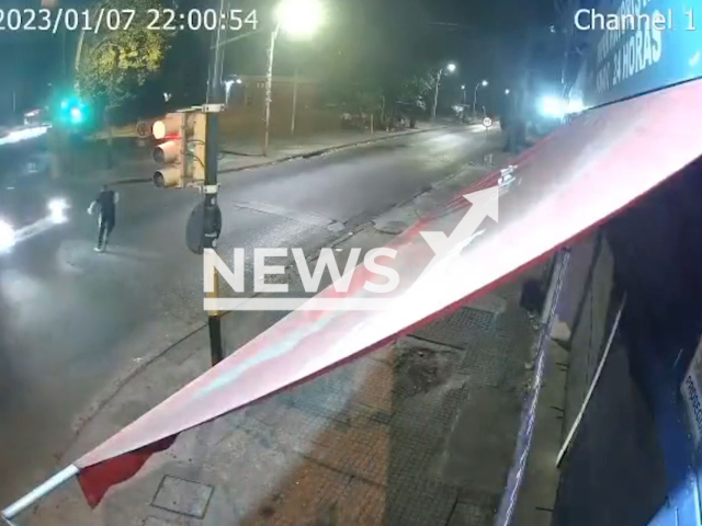 A bus hits Ezequiel Diaz, in the Penarol neighborhood of Montevideo, Uruguay, Saturday, Jan. 7, 2023. The young man was reportedly returning from a store in the area, having gone to buy cigarettes for his grandfather.Note: Picture is a screenshot from a video. (Newsflash)