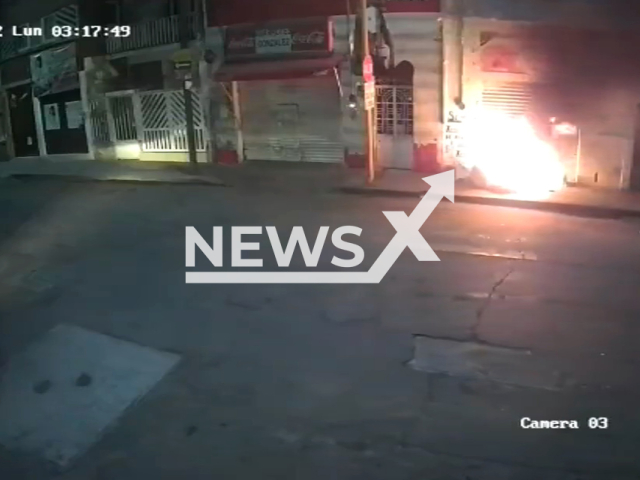 Man sets homeless man who was sleeping outside on fire, in Aguascalientes in March 2022. Note: Picture is a screenshot from a video (Newsflash)