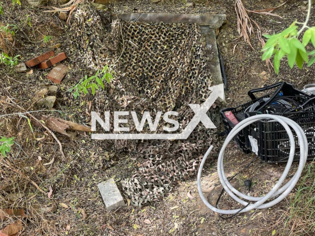 Image shows the camouflaged drug bunker, undated photo. It was discovered by officers from the SA Police on Monday, Jan. 16, 2023. Note: Licensed content. (SA Police/Newsflash)